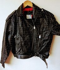 ZARA Studded Genuine Leather Biker Jacket With Belt Size S Small 80's BNWT