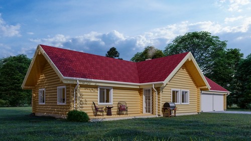 Log cabin home - log,