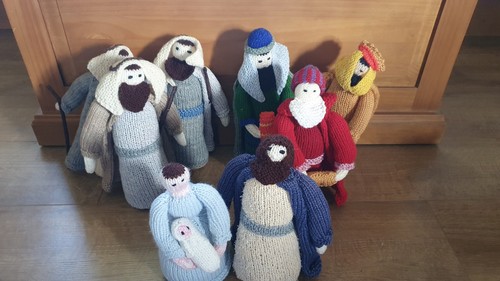 Vintage hand knitted nativity - vintage,
