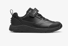 Clarks Boys STEGGY STRIDE K Black Leather Dinosaur School Shoes