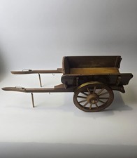 Vintage 19” Large Horse Drawn Hay Cart Two Wheeled Wagon Wooden Model Rare