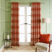 OHS Check Eyelet Curtains Pair