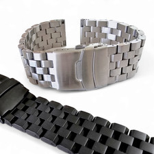 Solid Stainless Steel Watch Strap Band Bracelet Heavy Black PVD 20mm 22mm Mens