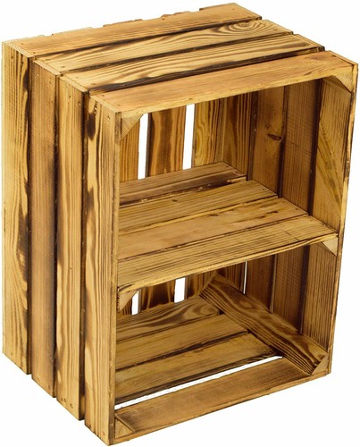 Large wooden burnt crate - large,