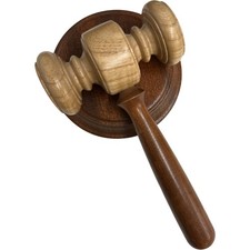 Wooden Judge Hammer Gavel and Block Set Auctioneer Legal Cosplay