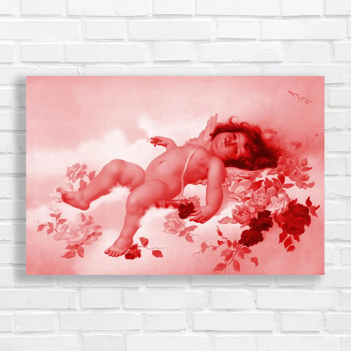 Ethereal floral cherub red - floral,
