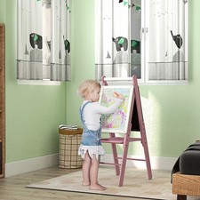 Art Easel for Kids, Double-Sided Whiteboard Chalkboard w/ Paper Roll