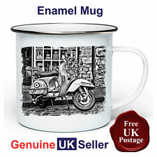 Mod Vespa Scooter Mug,11oz Enamel Mod Vespa Scooter Camping Mug