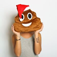 POO EMOJI CHRISTMAS CUSHION WITH SANTAS HAT