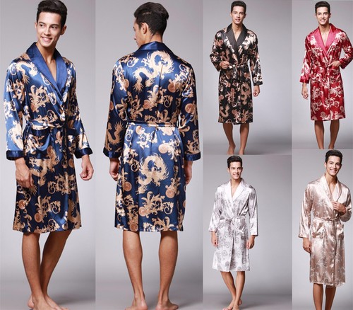 Mens satin silk pajamas kimono - satin,