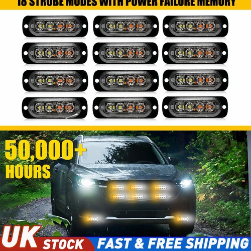 12pc amber white 4led car - 12pc,