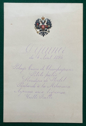 Antique imperial russian menu - antique,