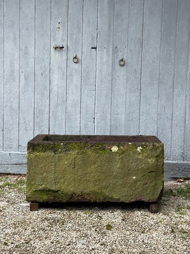 Red sandstone garden trough - sandstone,