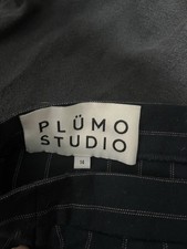 Plumo Studio Writers Trousers Drop Navy Pinstripe Size 14