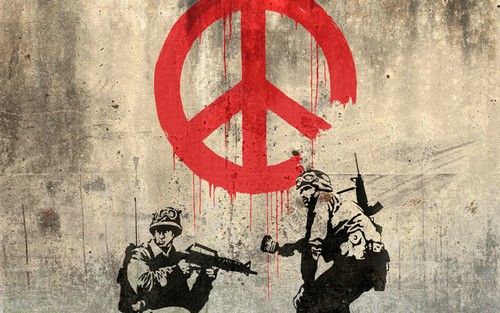 Size banksy peace art - -,