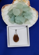 Amber, Sea Glass necklace