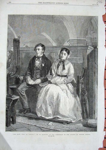 Original old antique print - old,