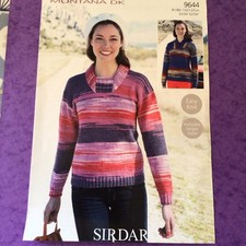 Sirdar Montana D/K Ladies Shawl Collar Sweater Knitting Pattern Size 32-54” 9644