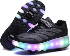 LED Roller Skate Shoes 2-in-1, Adjustable Sneakers with Hidden Wheels, Light-Up