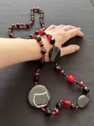 Black banded agate gemstone - black,
