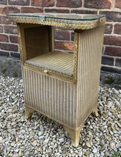 Vintage  Retro Lloyd Loom  Bedside Cupboard- Glass Top