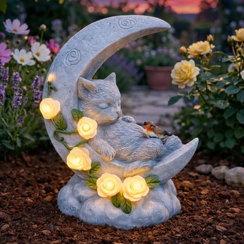 Solar led cat crescent - cat,