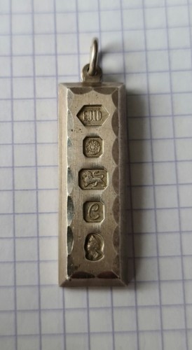 Sterling silver ingot pendant - silver,