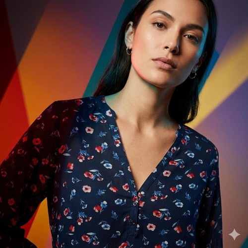 Ladies printed full - sleeve, v