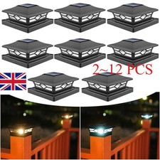 2~12PS Outdoor LED Solar Powered Deck Post Light Garden Cap Landscape Fence Lamp