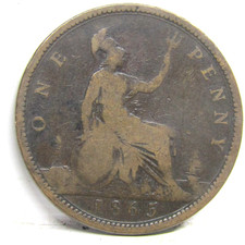 1865 One Penny Coin Victoria