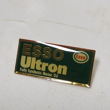 Esso Ultron Badge Brooch Fully Synthetic Motor Oil VGC Metal Gold Colour
