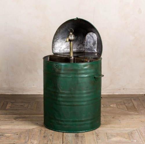 Green vintage oil drum with - green,
