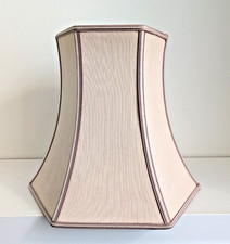 Vintage Pink Lampshade, Fabric, Trim, 6 sided, Lamp Shade