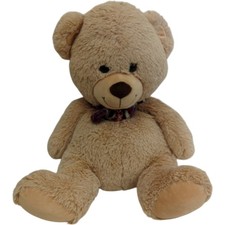 Large Plush Beige Teddy Bear with Scarf Soft Toy Gift