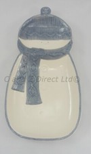 Christmas Decoration Extra Large Blue Knit Snowman Plate 2nds NEW