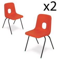 2x Pair of New Red Hille Childrens Chair School Classroom Study Office Stackable
