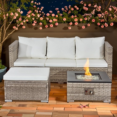 Rattan garden furniture set - garden,