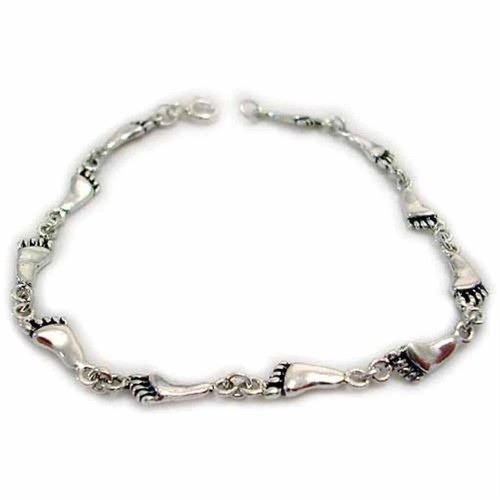 925 silver footprint - silver, link