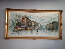 Large Oil Painting On Canvas Parisian Street Scene