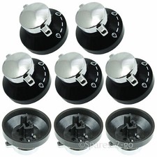 8 x STOVES Oven Gas Knob Hob Flame Switch Silver Black Chrome 081880326