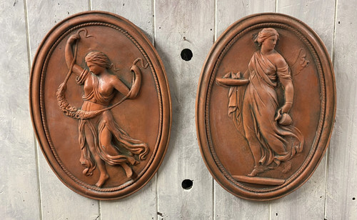 Greek goddess plaques pair - goddess,