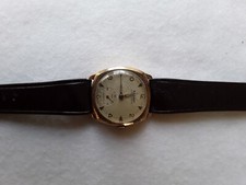 Rotary mens 9ct solid gold super sports 1956 watch with sunburst dial