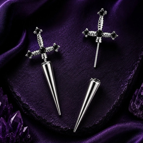 Gothic dagger sword earrings - dagger,
