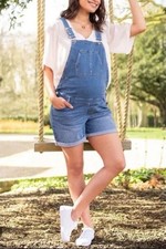 Seraphine Cotton Maternity Short Dungarees Size 8 Petite In Excellent Condition