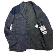 Nigel Cabourn Harris Tweed Mallory Jacket XL 50 Herringbone Wool Navy Gray F/S