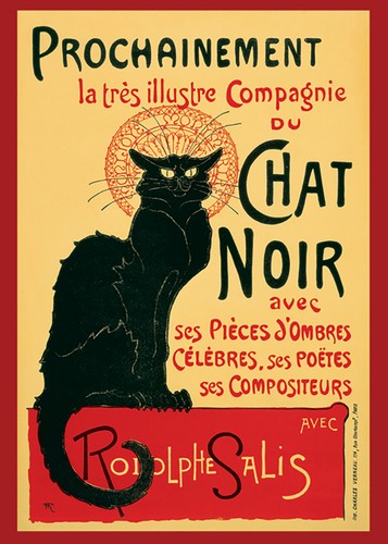 Chat noir art nouveau - noir,