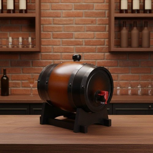 Wooden wine barrel - wine, tap