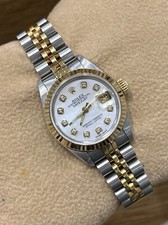 Ladies Steel & Gold Rolex Datejust 26mm 69173 Custom White ‘MOP’ Diamond Dial