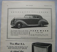 1949 Parkward Bentley Mk VI Drophead Original advert No.1
