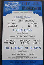 Creditors, Mai Zetterling, & Cheats Of Scapin, Lyric, Original Poster, 1959